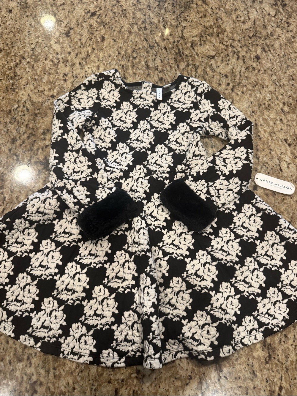 Janie and Jack Black and White Floral Dress
